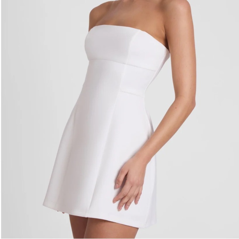 Strapless White Leau Mini Dress